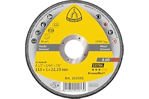 Klingspor 262936 - Disques à Tronçonner Kronenflex 0,8-1,0 mm - pour Acier Inoxydable et Métaux - KT|EXTRA|A60EX|S|GER|115X1X22,23- Contenu: 25 Pièces