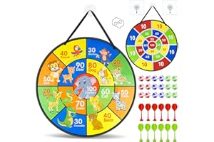 MUMJOOYI Diana Velcro Niños 72cm Tablero de Dardos de Doble Cara Plegable Con 18 Bolas 12 Dardos Juego Seguro Juguetes y Regalos para Todas Las Edades