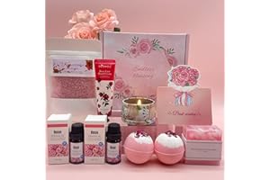 KARESTCORP Christmas Bath Set Pamper Gifts for Women, Xmas Rose Hampers Ideas Gifts For Her Mum Wife Friend Sister, Relaxing Spa Gifts Basket, Self Care Gift, Get Well Soon Thank You Gift Set,Valentines Present