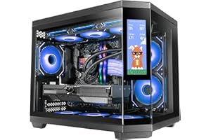 Mars Gaming MC-3TCORELCDM Boîtier Gaming Micro-ATX, Écran IPS de 7,2” Personnalisable, Triple Verre Trempé, Structure Double Chambre Latérale, Support de Refroidissement Liquide jusqu'à 360mm, Noir