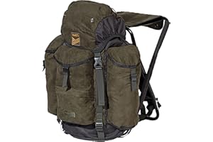 OUTDOORDINO Halti Sitzrucksack Jagd Paljakka 40 Liter - Leiser Jagdrucksack mit Stuhl Sitzhöhe 45 cm 2,3kg - Angelrucksack mit Sitzstuhl mit Alu-Gestänge