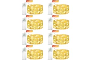 ‎ENLACE ENLACE 8 Stück LED Lichterkette Batterie mit Timer, 2M 20 LED Micro Kupferdraht Lichterkette Batteriebetrieben, Warmweiß Lichterketten für Weihnachten, Halloween, Innen Außen Dekoration