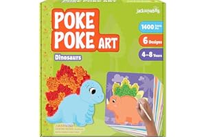 jackinthebox Poke Poke Art – Dinosaurs Like Triceratops, Stegosaurus, Dilophosaurus, Spinosaurus, Mess-Free Sewing Art for Kids, Toys for Girls and Boys Ages 4 5 6 7 8