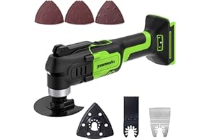 Greenworks 24V Multifunktionswerkzeug G24MT (Li-Ion 24V 18000 Schwingungen pro Minute 3° Oszillationsbogen variable Geschwindigkeit werkzeugloser Klingenwechsel LED-Leuchte ohne Akku und Ladegerät)