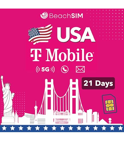 Carte SIM USA Prépayée 30 Jours - Données Illimitées (3Go Haut Débit), Appels/SMS Illimités + Appels Gratuits Vers L'Europe