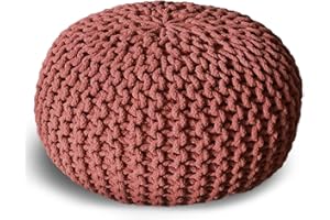 casamia Pouf Ø 55 o. 45 cm Strickhocker Sitzpouf Bodenkissen für Innen Indoor Größe ø 45 cm, Farbe Terracotta