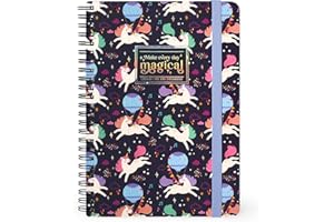 Legami - Quaderno a Righe con Spirale Large - Formato A5, Spiral Notebook, Contiene 1 Foglio di Adesivi, 160 Pagine Staccabili, in Carta FSC, Elastico di Chiusura, 15 x 21 cm, Tema Unicorn