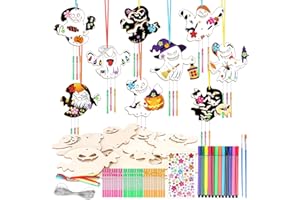 SRIZIAN 9 Kit per Attività creative con il Legno per bambini, Campanelli a Vento per Bambini, Lavoretti Creativi Giocattoli per Decorazione Artigianale Fai Da Te- Fantasma di Halloween