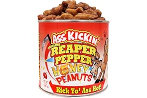 ASS KICKIN' KICKIN' Carolina Reaper Cacahuetes picantes - 12oz - Ultimate Spicy Gourmet Gift Peanuts - ¡Pruébalo si te atreves!