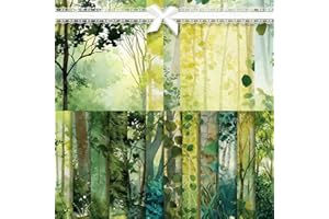 DIIWMME 24 Sheets Forest Style Scrapbook Paper 6x6 Inch Nature Forest Themed Oil Painting Cardstock for DIY Card Making Photo Albums Journaling Acid Free Decorative Craft Paper Pad for Hobby Craft Decoration