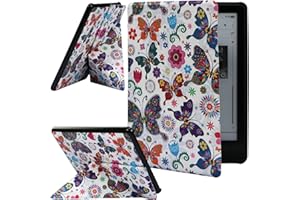 ZhaoCo Étui pour Kindle Paperwhite 6,8 Pouces 11eme génération 2021 et Kindle Paperwhite Signature Edition E-Reader Housse Coque en Cuir PU, Affichage Vertical et Horizontal - Papillon