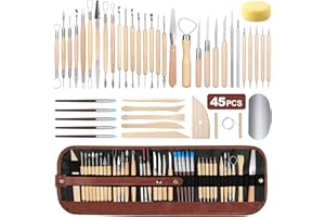 ZWOOS Herramientas de Arcilla, 45 Piezas Polymer Clay, Herramientas de Escultura Modelado de Polímeros para DIY Arte Cerámica, Pintura Roca, Tallado Artístico