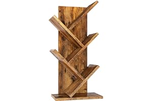 YMYNY Libreria ad Albero, Scaffale a 4 Ripiani, Moderna Autoportante Libri, Salvaspazio Legno Portaoggetti Librerie per Soggiorno, Studio, Ufficio, Marrone Vintage HBC014H
