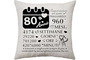 Aconesong 80th Compleanno Regalo Cuscino Copertura Regali per 80th Anni Donne Uomini Compleanno 80th Regali per Papà Mamma Nonna Nonno 80th Compleanno Decorazioni Regali per Lei Lui Regalo (80 Anni)