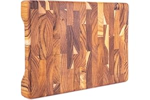 Erreke Planche à Découper en Bois de Teck Naturel Épaisseur 3.2cm, Planche à Decouper Idéale pour Petit Cuisines, Servir la Viande, le Fromage et le Pain, 30x20x3.2 cm