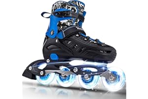 Kuxuan Skates Inline Skates for Children, Adjustable Fun Illuminating Skates for Girls, Boys, Women, Outdoor and Indoor Beginners