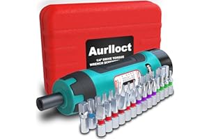 Aurlloct MicroClick wkrętak dynamometryczny 1/4 cala, klucz dynamometryczny 0,4-2,4 Nm, kroki 0,1 Nm, klucz dynamometryczny premium z 30 bitami, adapter z 1/4" do klucza nasadowego, 31-częściowy