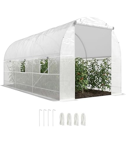 Outsunny - Serre de jardin tunnel 3,5L x 1l x 0,8H m 3 portes zippées bâche PVC