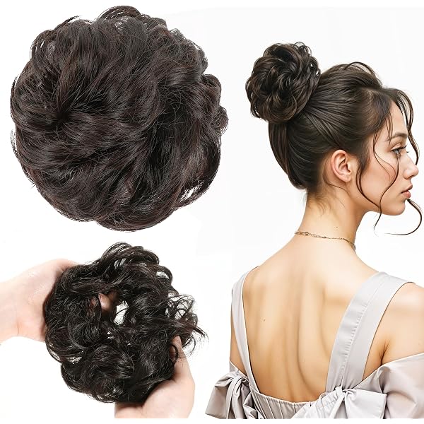 GWAWG Dutt Haarteil Mit Clip – Synthetikhaar, 15x25 Cm, Für Dünnes Haar, Hochzeiten, Partys, In Braun-Schwarz