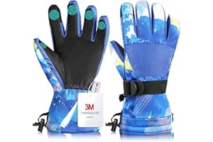 ODTMGER Rękawice narciarskie, zimowe rękawiczki zimowe, wodoodporne rękawice narciarskie, ciepłe i oddychające rękawice śniegowe, odpowiednie do sportów na świeżym powietrzu chłopców i dziewcząt w mroźną zimę