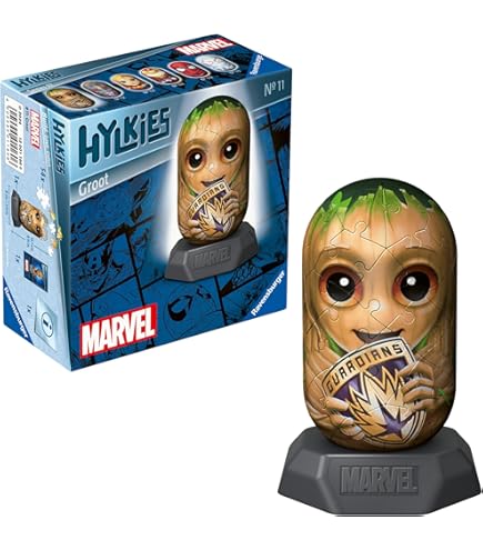 Ravensburger Hylkies Marvel #33 Captain America - Figura Da Collezione In Plastica, 54 Pezzi Da Assembrare Senza Colla, Con Supporto E Carta Da Collezione