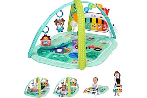 Baby Einstein Farm Explorers 4-i-1 Kickin' Tunes Musical Meadow musik- och språktäckningslekbåge, lekmatta med kickpiano, från 0 månader