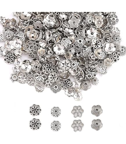 Blumen-Perlenkappen Für Schmuck – 240 Stück In Gold & Silber
