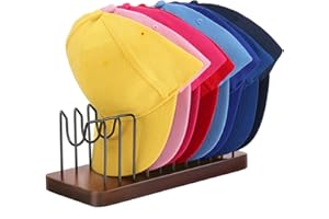 Erogeen Hat Organizer for Baseball Caps, Hat Rack Stand Wood Metal Hat Holder Storage Baseball Cap Organizer for Closet Dresser Desk (Brown)