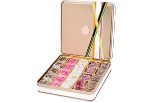 Chateau de Mediterranean Double Roasted Pistachio Turkish Delight - 500 g | Approx 26 Pieces | Luxurious selection of Strawberry, Pomegranate, Coconut & Pasha | Gourmet Lokum Dessert | Gift Box Tin