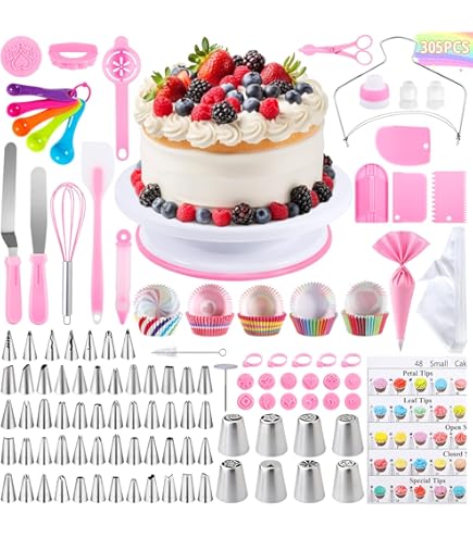 Kit De Pastelería Profesional 301 Piezas, Plato Giratorio Para Pasteles, Boquillas De Pastelería, Manga Pastelera, Kits De Decoración De Pasteles Para Glaseado | En Línea