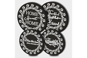 WALARKY Black Home Sweet Home Round Metal Hob Covers Set of 4 Stove Cooker Hob Covers for Cookers Gas Stove Protector Cookware Accessories Modern Cooktop Decor