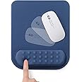 MAKINGTEC Superfine Fiber Soft Memory Foam Ergonomic Mouse Pad with Wrist Rest Support, Comfortable Large Mousepad with Non-Slip Base for Computer, Gaming, Office, Etc (Navy Blue)