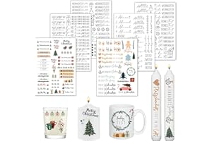 AOIUENOK 6 Stück Kerzen Tattoo Weihnachten，Kerzen Tattoofolie，Weihnachts Kerzentattoos，Kerzen Sticker，Wasserschiebefolie Stabkerzen，Sprüche zum Verschenken，für Kerzen/Keramik，DIY Geschenk (B)