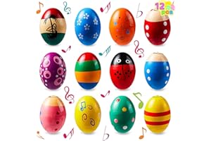 JOYIN 12 Pieces 2.3" Wooden Egg Shakers Maracas Percussion Musical for Party Favors, Classroom Prize Supplies, Musical Instrument, Basket Stuffers Fillers, Easter Hunt
