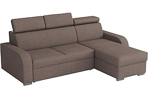 ‎MIRJAN24 Elegante Ecksofa Apollo mit Bettkasten und Schlaffunktion, Modernes Eckcouch mit verstellbare Kopfstützen, Polsterecke Farbauswahl (Crown 4)