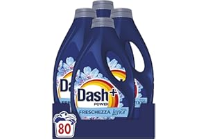 Dash Power Detersivo Liquido Lavatrice, 80 Lavaggi (4x20), Freschezza Di Lenor, Risveglio Primaverile, rimuove addirittura gli odori di sudore vecchi di 7 giorni, per una pulizia impeccabile