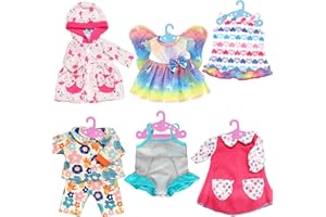 Xerteam Set di 6 vestiti per bambole, 30 – 35 cm, per bambini, con 6 ganci, 12 – 14 pollici