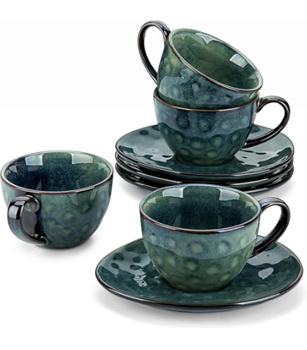 Set Of Four Reactive Glaze Brûlée Mugs In Black And Blue By Heron Cross