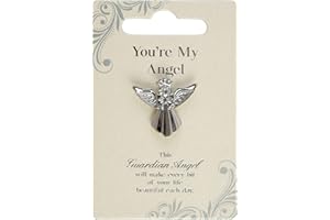 Guardian Angel Silver Finish Angel Badge Broach for You’re my Angel | Lapel Pin with Rhinestone for Women Suit Tuxedo Tie Hat | Gift with Inspirational Message for Friends & Loved Once