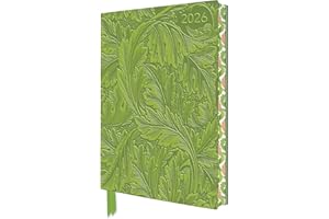 William Morris: Acanthus 2026 Artisan Art Vegan Leather Diary Planner - Page to View with Notes: Original Flame Tree Publishing DIN A5-Format Exquisit ... künstlerisch gestalteten Buchschnitt