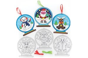 Baker Ross FC181 Acchiappasole Globo di Neve di Natale - Confezione da 6, Acchiappasole per Bambini da Decorare ed Esporre, Creare le proprie Decorazioni da Giardino