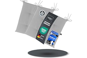 ‎LILENO HOME LILENO HOME 2er Set Stuhlkissen Hellgrau (40x40x4,5 cm) - Sitzkissen für Gartenstuhl, Küche oder Esszimmerstuhl - UV-beständige Indoor u. Outdoor Stuhlauflage als Stuhl Kissen (Laura FUM)
