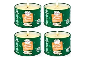 KERCAMKEL Citronella Kerzen Outdoor Groß,4x125g Citronella Kerze Draußen-120Std Brenndauer Zitronella Kerzen Garten,Natürliche Sojawachs Zitronen Duftkerzen-Set für Camping Terrasse Picknicks Sommergeschenk
