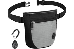 Adiwo Small Dog Treat Bags, Dog Treat Pouch Bag Including Waist Belt and Training Clicker, Upgraded Dual Magnetic Clasp, with Poop Bag Dispenser, Oxford Waterproof, for Dog Training, Walking