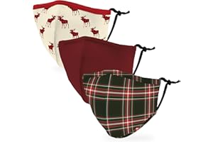 Weddingstar 3 Pack Kid's Washable Cloth Face Mask Reusable and Adjustable with Filter Pocket - Holiday
