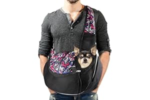 Lyneun Bandoulière de Transport pour Chien et Chat de 6 kg, Sac de Transport Mains Libres avec bandoulière réglable, Maille Respirante pour Promenade, Voyage, extérieur (Rouge)