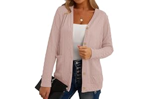 GRECERELLE Strickjacke Damen Cardigan Damen Elegant Gedrehte Strickjacke für den Herbst mit Knöpfen, V-Ausschnitt und praktischen Taschen, Dünne und Stilvoll