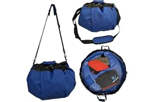 FIT 4 ME Deep Blue Wetsuit Changing mat. Secure wrap Handles, Padded Shoulder Strap, Drawstring, Pocket, Durable Waterproof. Ideal for Water Sports Surfing Wild Swimming SUP Kayaking Triathlon