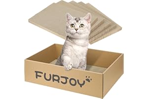 AIBUDDY Cat Scratcher, 5PCS Cat Scratching Pads Lounge Bed Reversible Cardboard with Organic Catnip [44x30x12.7CM & Home Clean Design with Scratcher Box ]