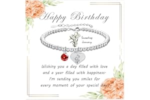 Halora Birthflower Bracelet for Women, 925 Sterling Silver Crystal Birthstone Bracelet Friendship Jewellery Birthday Gifts for Mum Daughter Sister